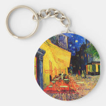 Van Gogh Cafe Terrace Vintage Fine Art Key Chain