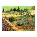 Van Gogh ; Chemin de jardin fleurissant, ferme vin Cartes Postales