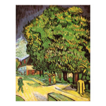 Van Gogh; Chestnut Trees in Blossom, Vintage Art Announcement