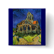 Van Gogh Church at Auvers Buttons