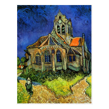 Van Gogh Church at Auvers Post-Impressionism Postcards