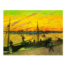 Van Gogh Coal Barges (F437) Post Card