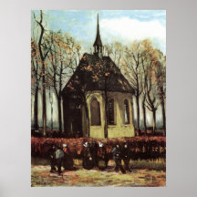 Van Gogh; Congregation Leaving the Reformed Church Poster