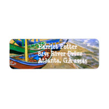 Van Gogh Fishing Boats Beach Saintes-Maries Return Address Label