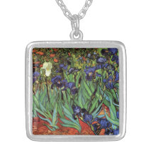 Van Gogh Irises, Vintage Post Impressionism Art Necklace