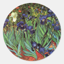 Van Gogh Irises, Vintage Post Impressionism Art Round Sticker