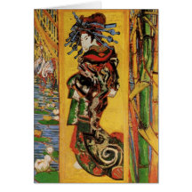 Van Gogh Japanese Courtesan Oiran Vintage Portrait Greeting Cards