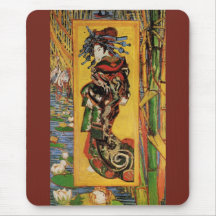 Van Gogh Japanese Courtesan Oiran Vintage Portrait Mouse Pads