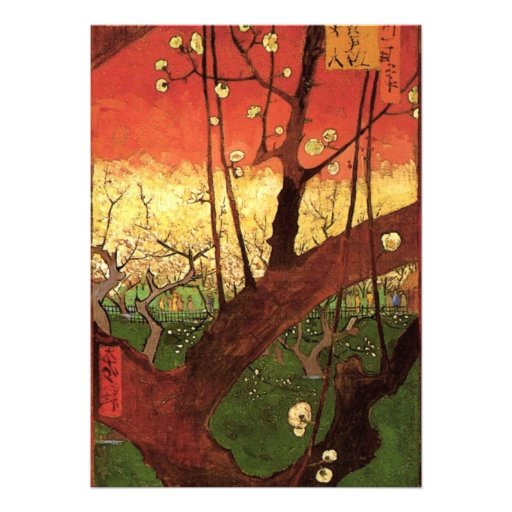 Van Gogh Japanese Flowering Plum Tree, Vintage Art Custom Invite