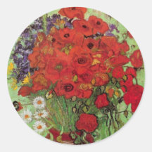 Van Gogh ; La vie toujours : Pavots et marguerites Adhésif Rond