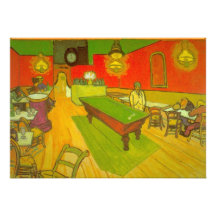 Van Gogh; Night Cafe, Vintage Impressionism Art Custom Announcements