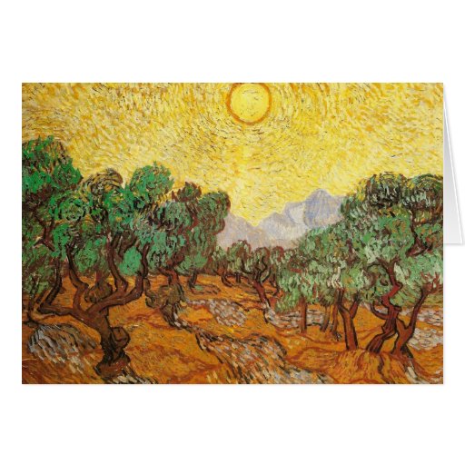 Van Gogh Olive Trees Yellow Sky & Sun Card