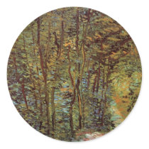 Van Gogh; Path in the Woods Round Stickers