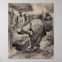 Van Gogh Peasant Women, Washtub & Laundry Poster