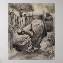 Van Gogh Peasant Women, Washtub & Laundry Poster