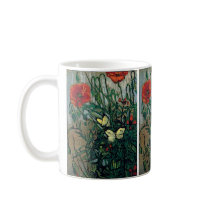 Van Gogh Poppies and Butterflies Coffee Mugs