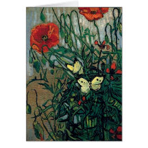 Van Gogh Poppies and Butterflies (F748) Fine Art Card