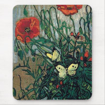 Van Gogh Poppies and Butterflies (F748) Fine Art Mousepads