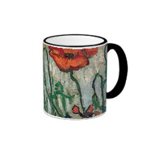 Van Gogh Poppies and Butterflies (F748) Fine Art Coffee Mug