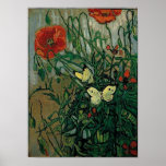 Van Gogh Poppies and Butterflies (F748) Fine Art Poster
