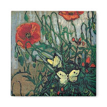 Van Gogh Poppies and Butterflies Refrigerator Magnets