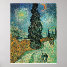 VAN GOGH - ROAD WITH CYPRESS AND STAR PRINT