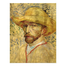 Van Gogh; Self Portrait with Straw Hat Personalized Announcements