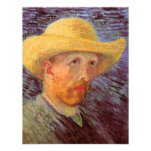 Van Gogh; Self Portrait with Straw Hat Invitation