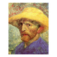Van Gogh; Self Portrait with Straw Hat Personalized Invitation