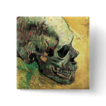 Van Gogh Skull Pinback Buttons