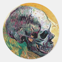 Van Gogh - Skull Round Sticker