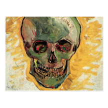 Van Gogh Skull, Vintage Impressionism Still Life Postcard