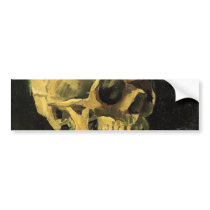 Van Gogh; Skull with Burning Cigarette Bumper Stickers