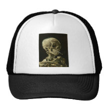 Van Gogh - Skull with Burning Cigarette Trucker Hats