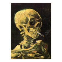 Van Gogh; Skull with Burning Cigarette Personalized Invite