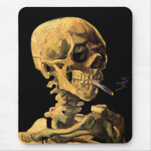 Van Gogh Skull With Burning Cigarette Mousepad