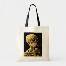 Van Gogh Skull With Burning Cigarette Tote Bag