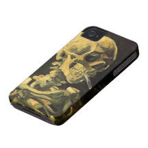 Van Gogh Skull with Burning Cigarette, Vintage Art iPhone 4 Case-Mate Case