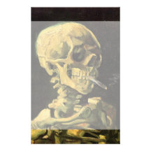 Van Gogh Skull with Burning Cigarette, Vintage Art Customized Stationery