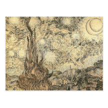 van gogh starry night drawing postcard
