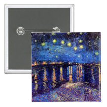 Van Gogh Starry Night Over The Rhone Button