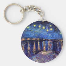 Van Gogh Starry Night Over The Rhone Keychain