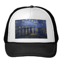 Van Gogh Starry Night Over The Rhone Mesh Hats