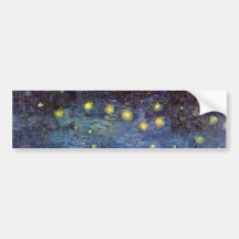 Van Gogh; Starry Night Over the Rhone, Vintage Art Bumper Sticker