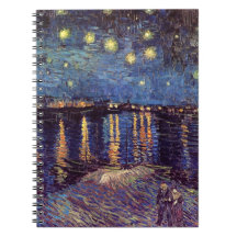 Van Gogh; Starry Night Over the Rhone, Vintage Art Spiral Note Books