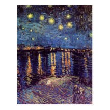 Van Gogh; Starry Night Over the Rhone, Vintage Art Postcards