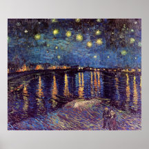 Van Gogh; Starry Night Over the Rhone, Vintage Art Poster