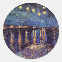 Van Gogh; Starry Night Over the Rhone, Vintage Art Stickers