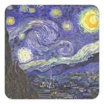 Van Gogh Starry Night Square Stickers