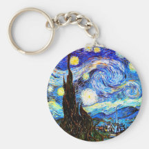 Van Gogh Starry Night, Vintage Fine Art Keychains